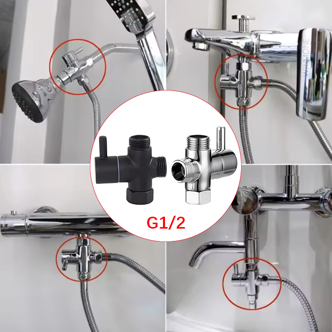 Black Silver 3 Way T-Adapter D - đánh giá và giá Shower Valve Cartridge
