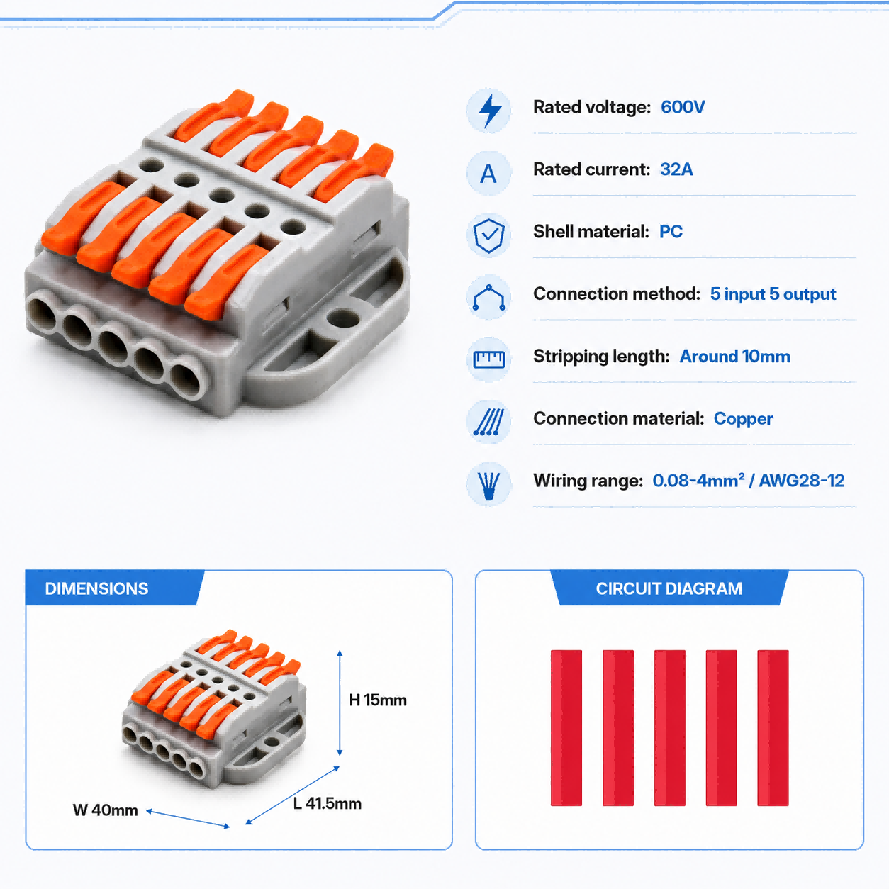Wire Connectors 2-30 Pins Fast - đánh giá và giá Push Fit Connector
